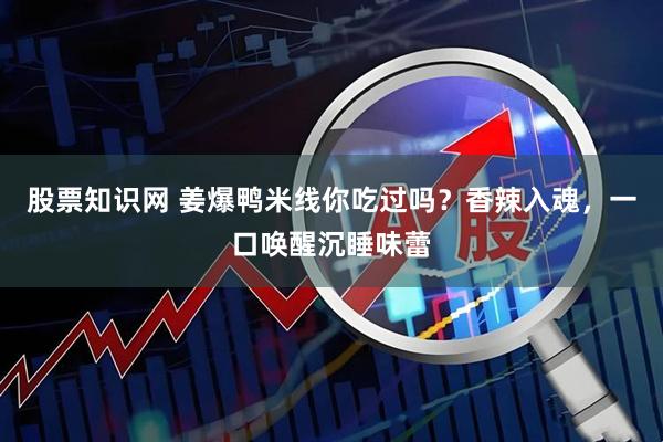 股票知识网 姜爆鸭米线你吃过吗？香辣入魂，一口唤醒沉睡味蕾